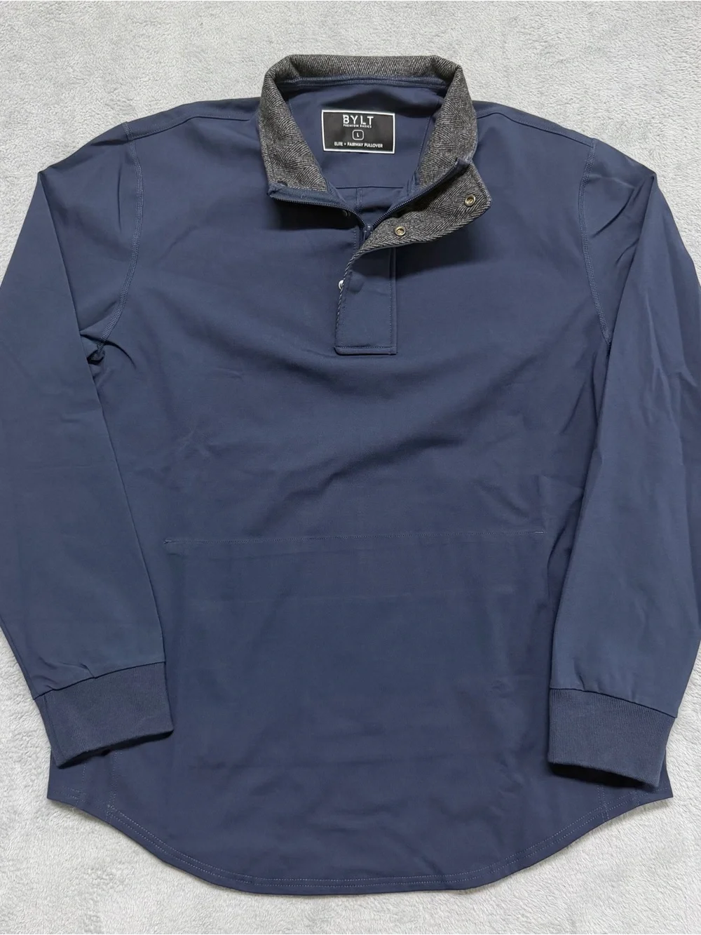 Bylt Elite Fairway Pullover Jacket Mens Large Blue Performance Golf Drop Cut